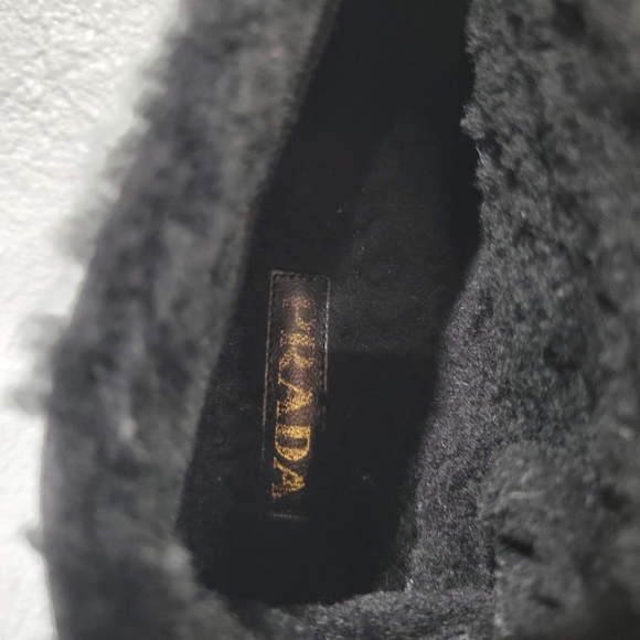 Prada Suede and Shearling Ankle Boots Size EU 39 / US 8.5 Black - Picture 7 of 9